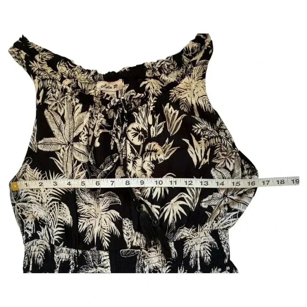 NWT Lola P Black Tan Sleeveless Stress Tropical Zoo Animal Print Dress Size M - Picture 11 of 16